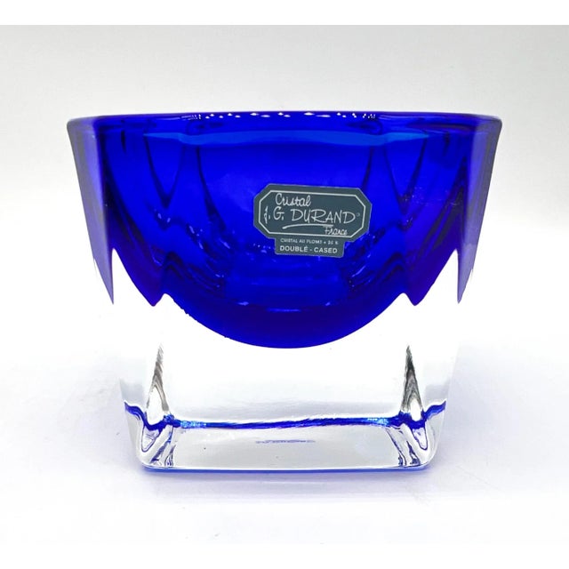 1970s 1970's French Cobalt Blue Crystal Bowl/ Trinket Dish by J. G. Durand – Mid-Century Modern / Hollywood Regency For Sale - Image 5 of 10