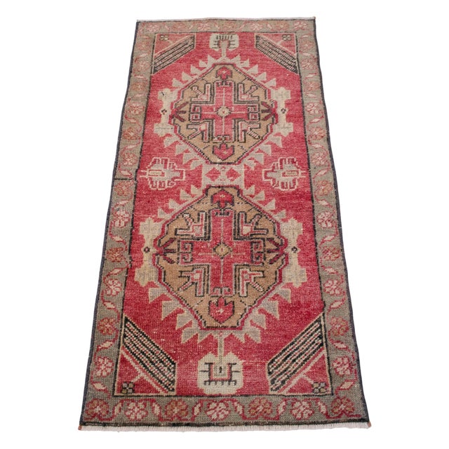 Hand Knotted Door Mat, Entryway Rug, Bath Mat, Kitchen Decor, Small Rug, Turkish Rug - 1′8″ × 3′8″ For Sale - Image 4 of 13