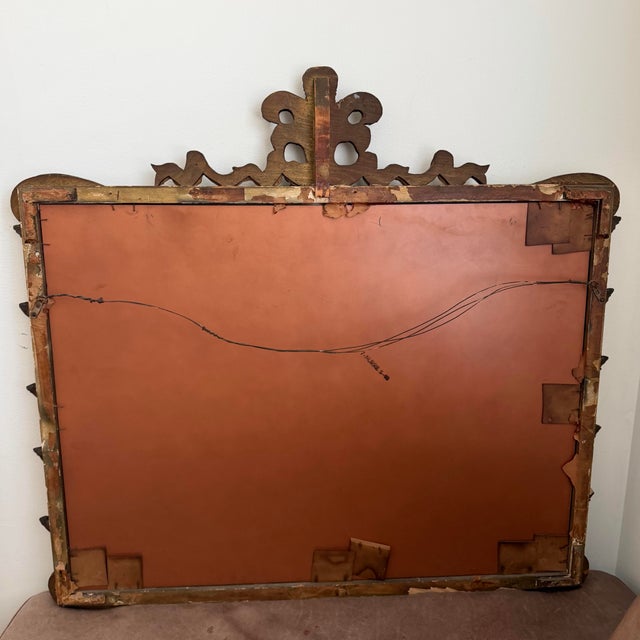1940 Antique Nurre Plume Crest Giltwood Mirror - Louis XVI Hollywood Regency Style For Sale - Image 10 of 12