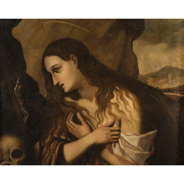 Baroque Follower of Luca Cambiaso, Penitent Mary Magdalene, 1600s, Oil on Canvas For Sale - Image 3 of 15