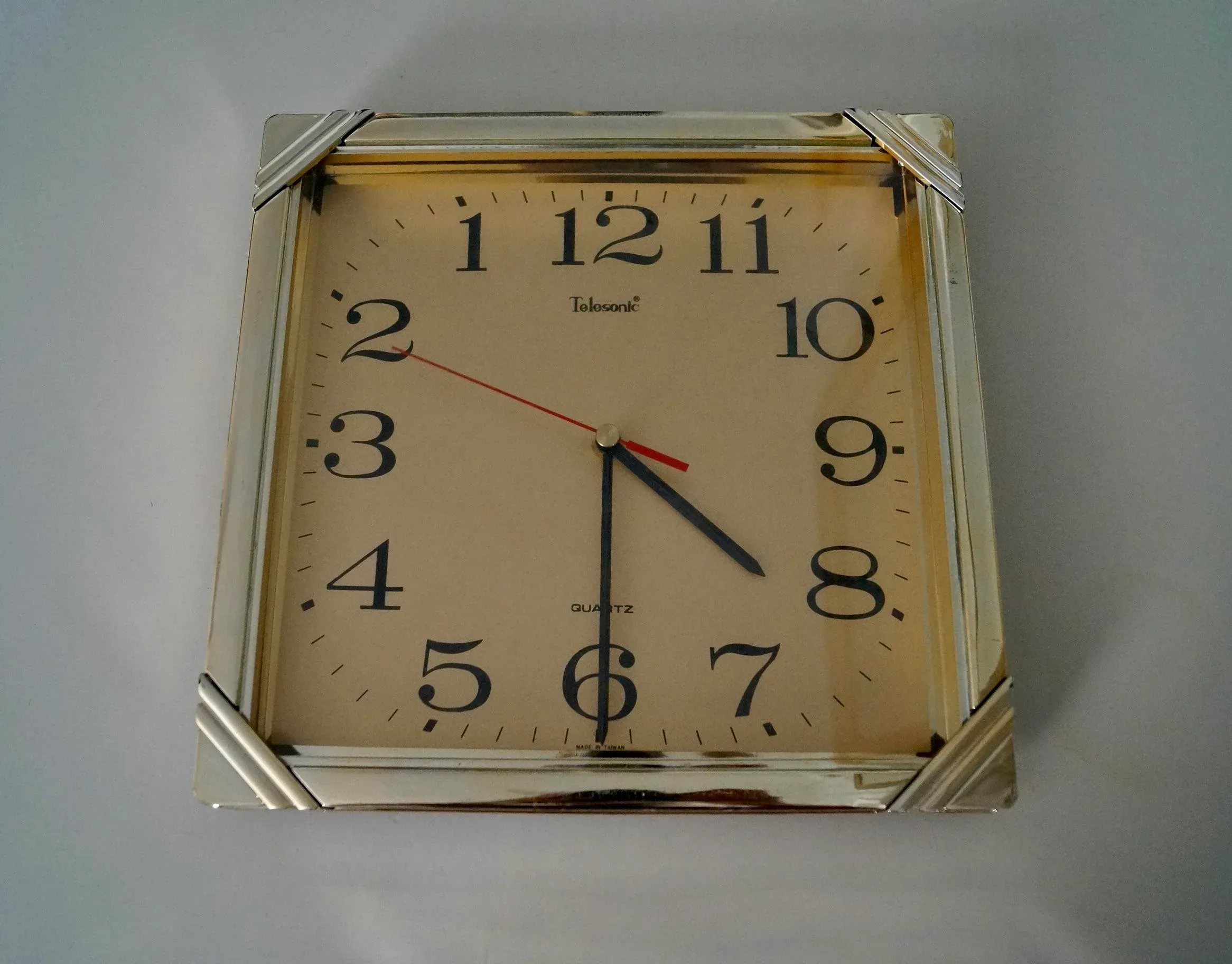 1980's Art Deco Brass Reverse Wall Clock | Chairish