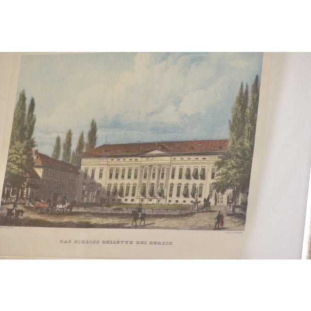 Bellevue Palace Near Berlin, Colored Steel Engraving, Circa 1855 For Sale - Image 6 of 8