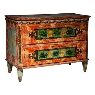 Red-Painted Commode from Irschenberg, Southern Germany, 19th Century For Sale