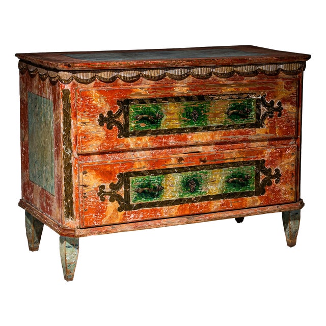Red-Painted Commode from Irschenberg, Southern Germany, 19th Century For Sale