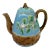 George Jones Majolica 'Apple Blossom' Teapot Basketweave on Turquoise, Ca. 1873 For Sale