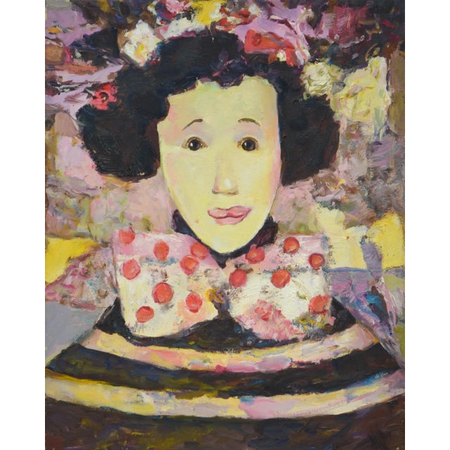 Girl With a Bow.Modern Original Painting. For Sale