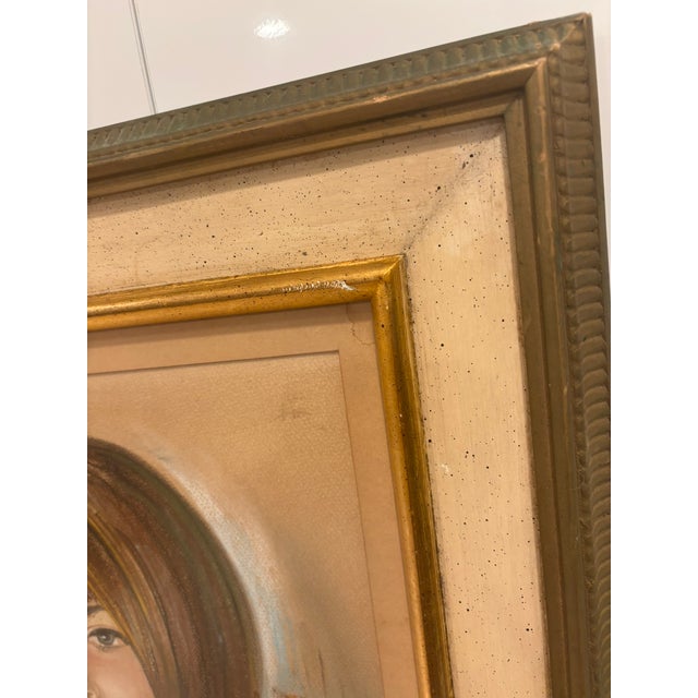 Mid 20th Century Vintage 1966 Mid Century Modern Pastel Portrait of Woman Signed Charles Allenbrook Framed For Sale - Image 5 of 14