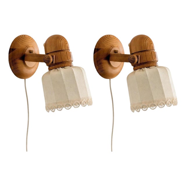 Swedish Pine Wall Lamps from Markslöjd, 1970s, Set of 2 For Sale