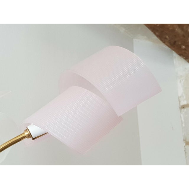 Vintage Brass and Plastic 5-Arm Chandelier, 1950s For Sale - Image 4 of 10