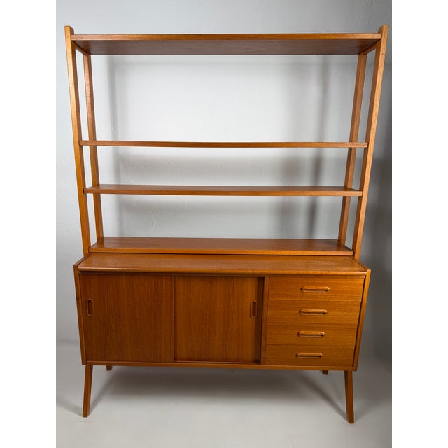Danish Teak Bookcase with Secretary, 1960s For Sale - Image 4 of 8
