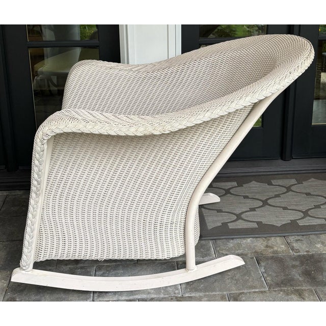 American Vintage Wicker Rocking Chair, With Cushions, Attributed to Lloyd Flanders Reflection Collection For Sale - Image 3 of 9