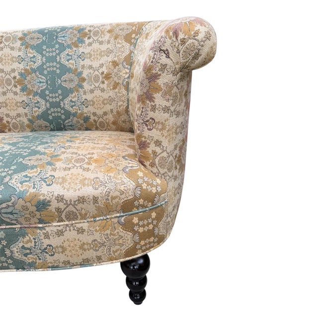 1960s Queen Anne Brocade Love Seat Sofa Couch For Sale - Image 4 of 13