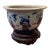 Antique Chinese Kangxi Style Blue & White Glazed Jardiniere Qing Dinasty (1644-1912) on Wood Base For Sale