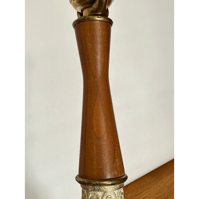 Mid-Century Modern Mid-Century Teak and Textured Ceramic Table Lamp, Frederick Cooper (C. 1960s) For Sale - Image 3 of 11