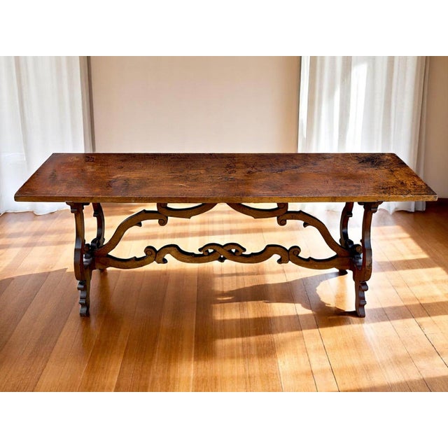 Brown Fratino Table with Lyre-Shaped Legs For Sale - Image 8 of 18