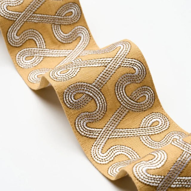 Contemporary Schumacher Freeform Embroidered Tape In Maize For Sale - Image 3 of 3