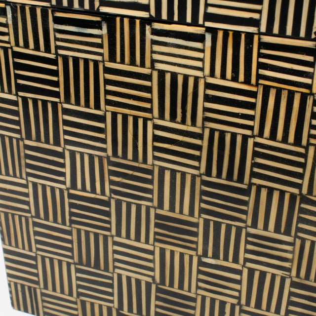 Modernist Tall Box with Wood Marquetry Patchwork, 1970s For Sale - Image 11 of 13