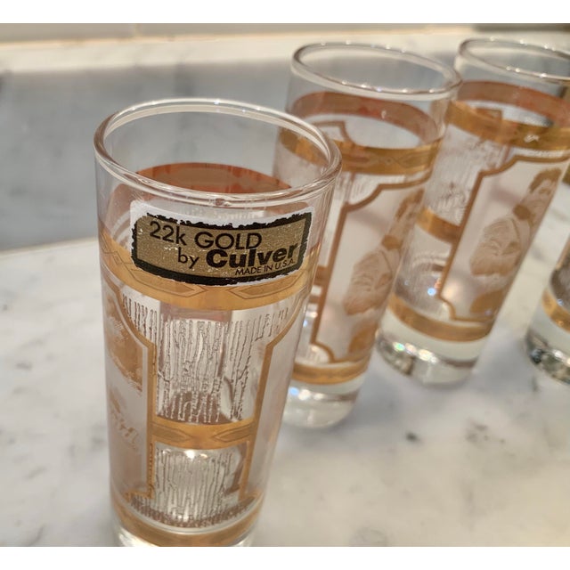 Gold “Elvis Presley” Mid 20th Century Culver 22k Gold Shot Glasses – Graceland Provenance for Palm Beach Regency, Retro Decor - Set of 4 - See Pics! For Sale - Image 8 of 9