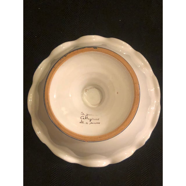 Brighten your table or shelf display with this charming hand-painted Italian majolica footed pedestal bowl, crafted in...