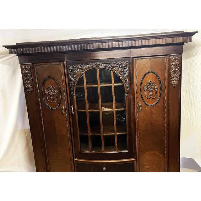 Black Monumental Study Bookcase with Beveled Crystal Glass Panes, Germany, 1910 For Sale - Image 8 of 18