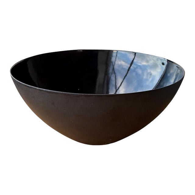 MCM Krenit Bowl by Herbert Krenchel, 6.5" Diameter, Black on Black Enamel Coated For Sale