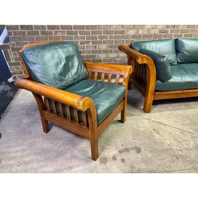 Wood Hickory Chair “Texas Series” Leather Sofa & Lounge Chair – Pr London Leather, Spring-Down, Feather & Down, 2017 For Sale - Image 7 of 12