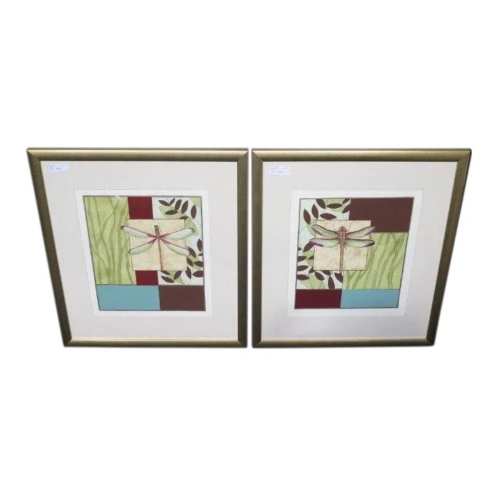 "Dragonfly Gold" Framed Prints by W. King Ambler a Pair Chairish