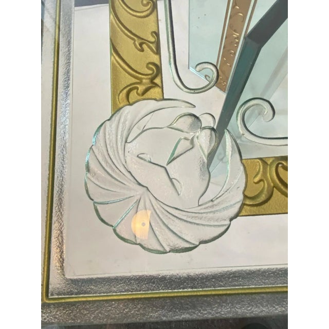 Art Deco Revival Carved & Etched Glass Dining Table in the Manner of Rene Lalique For Sale In Philadelphia - Image 6 of 10