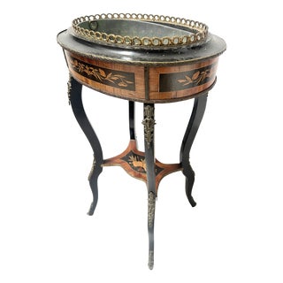 19th Century Napoleon III Jardinière in Blackened Wood and Light Wood Marquetry For Sale