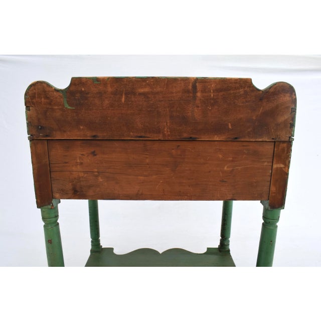 Antique Two Tier Wash Stand, Dovetail Joinery, Original Green Paint For Sale - Image 14 of 15