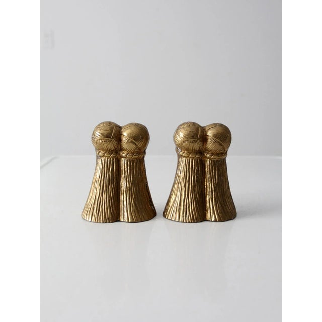 Brass Vintage Brass Tassle Bookends Pair For Sale - Image 8 of 13