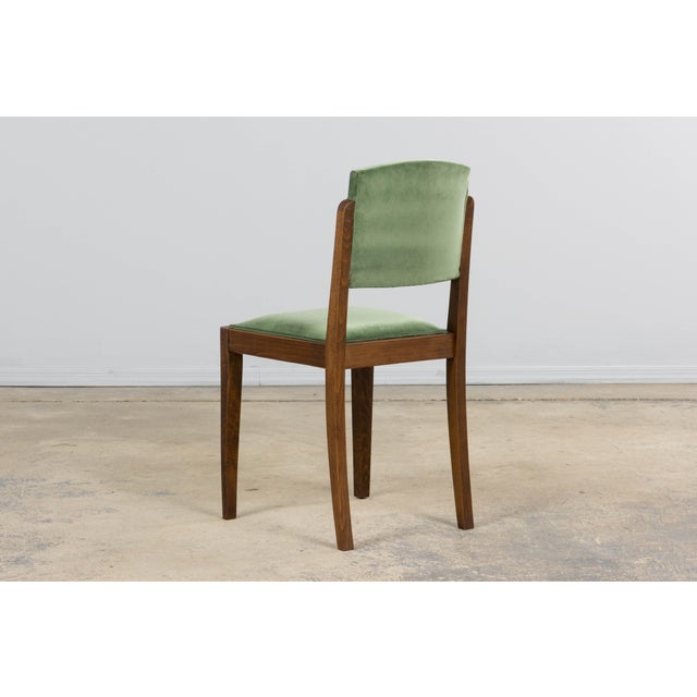 1930s French Art Deco Oak Dining Chairs in Green Velvet - Set of 6 For Sale - Image 13 of 18