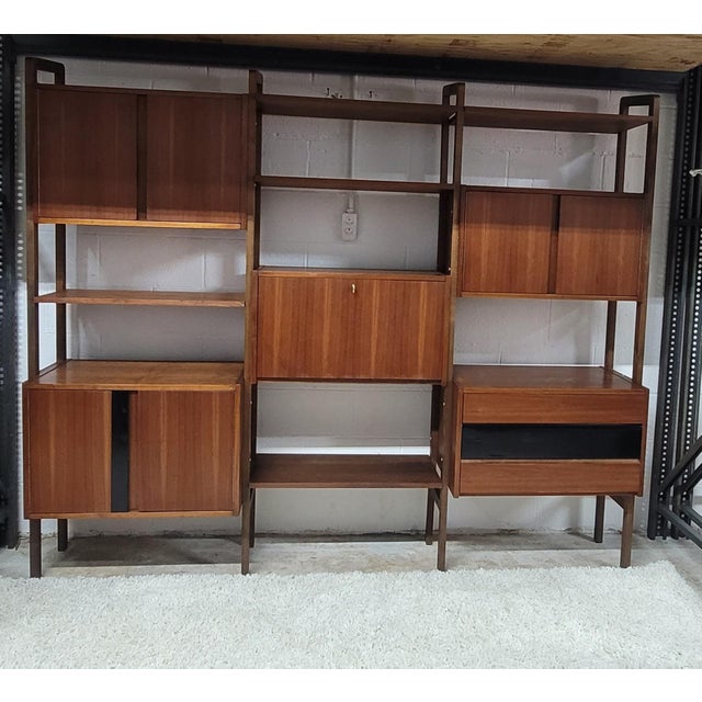 1960s Vintage Freestanding Walnut Room Divider Bookshelf Cabinet ...