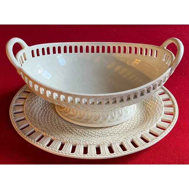 Ceramic Antique 19th Century Wedgwood Creamware Chestnut Basket & Platter For Sale - Image 7 of 11