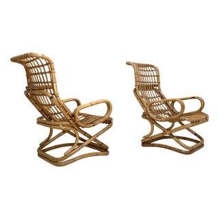 Set of Bamboo Armchairs by Titoli Agnoli, 1950s For Sale