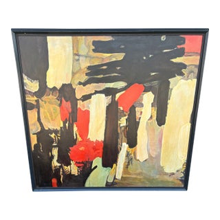 1950s Abstract Modern Framed Oil Painting on Canvas For Sale