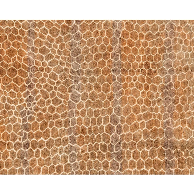 Textile Warm Honeycomb Hand-Knotted Wool Rug | 12'5" X 8'11" | One of a Kind For Sale - Image 7 of 9