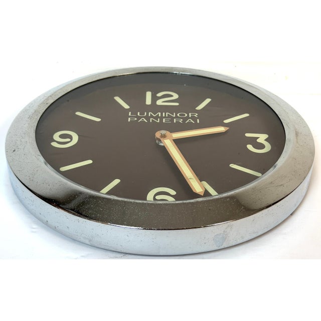 Late 20th Century Panerai Luminor Dealer Fixture Wall Clock, Swiss Made Promotional Display- Works For Sale - Image 5 of 12