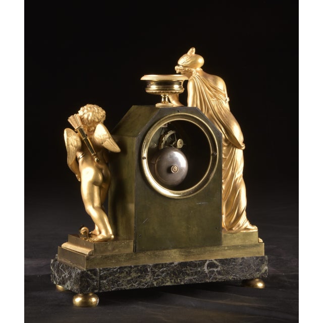 Traditional 1800s Lefevre French Empire Ormolu Venus Clock Marble For Sale - Image 3 of 17