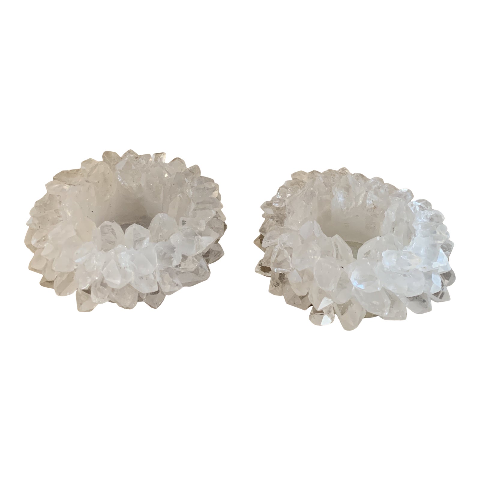 Brazilian Rock Crystal Quartz 4” Votive Candle Holders a Pair Chairish