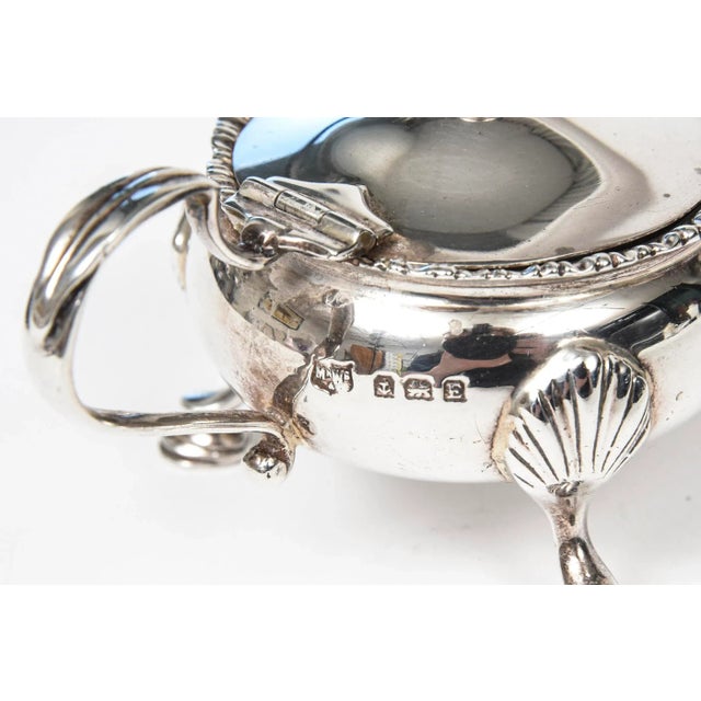 Metal Mappin & Webb Sterling Silver Footed Mustard Pot With Glass Liner, Circa 1929 For Sale - Image 7 of 10