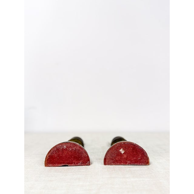 Gold Vintage Brass Pawn Bookend MCM Chess Decor Two Heavy Sculptures For Sale - Image 8 of 8