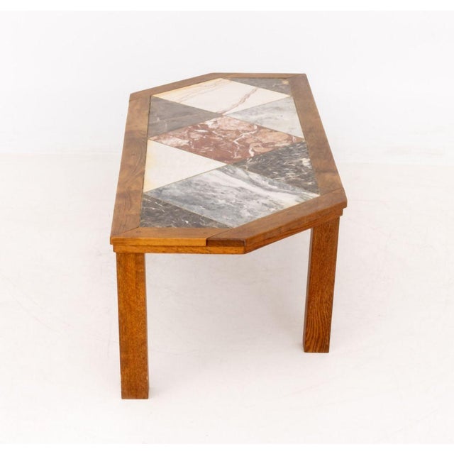 Brown Modern Asymmetrical Marble Top Coffee Table For Sale - Image 8 of 9