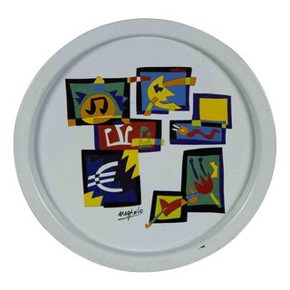 Italian Porcelain Plate by Ugo Nespolo, Late 20th Century For Sale