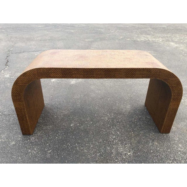 Vintage Seagrass waterfall console table. Perfect for that beach house in the Hamptons or Palm Beach. Use as is or lacquer...