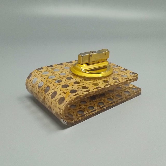 Table Lighter in Vienna Straw from Geolel, Italy, 1970s For Sale - Image 4 of 5