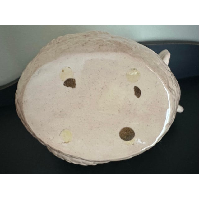 Vintage Mid 20th Century Speckled Pink Ceramic Chicken/Hen Planter For Sale - Image 11 of 12