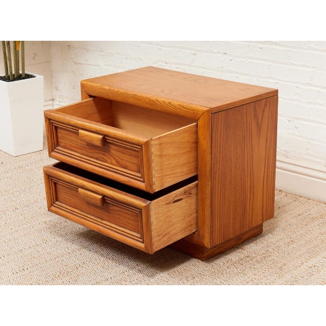 Pair of Boho Two Drawer Oak Nightstands For Sale - Image 11 of 12