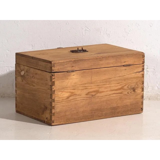 Wood Small Antique Storage Chest, 1920s For Sale - Image 7 of 8