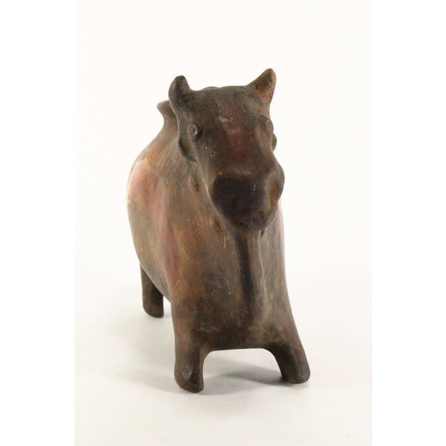 Tribal Huge 19th C. Spanish Colonial Cusco Pottery Bull Shaped Terracotta Chicha Vessel For Sale - Image 3 of 18
